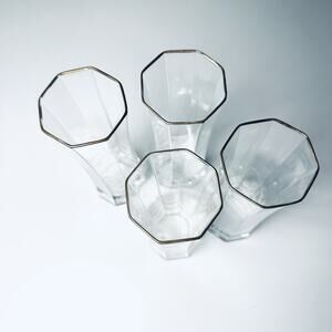 Vintage Luminarc France Gold Rimmed Highball Glasses (4) MCM Paneled Glassware